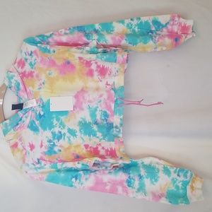 Colorful Pastel Tie-Dye Cropped Hoodie 1XL